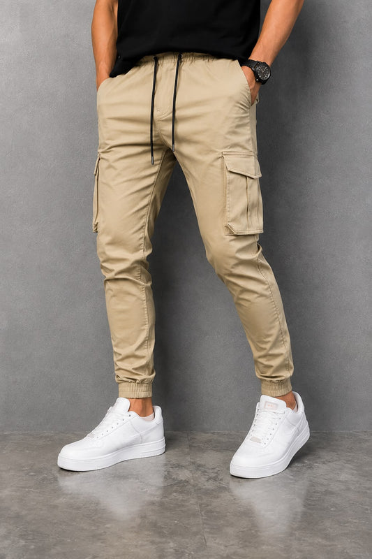 Men's 100 % Pure Cotton Cargo 6 Pockets Trouser-Stretchable